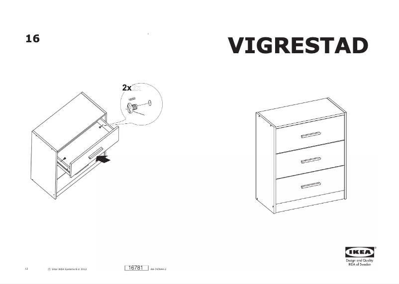 Page 1 de la notice Manuel utilisateur Ikea VIGRESTAD