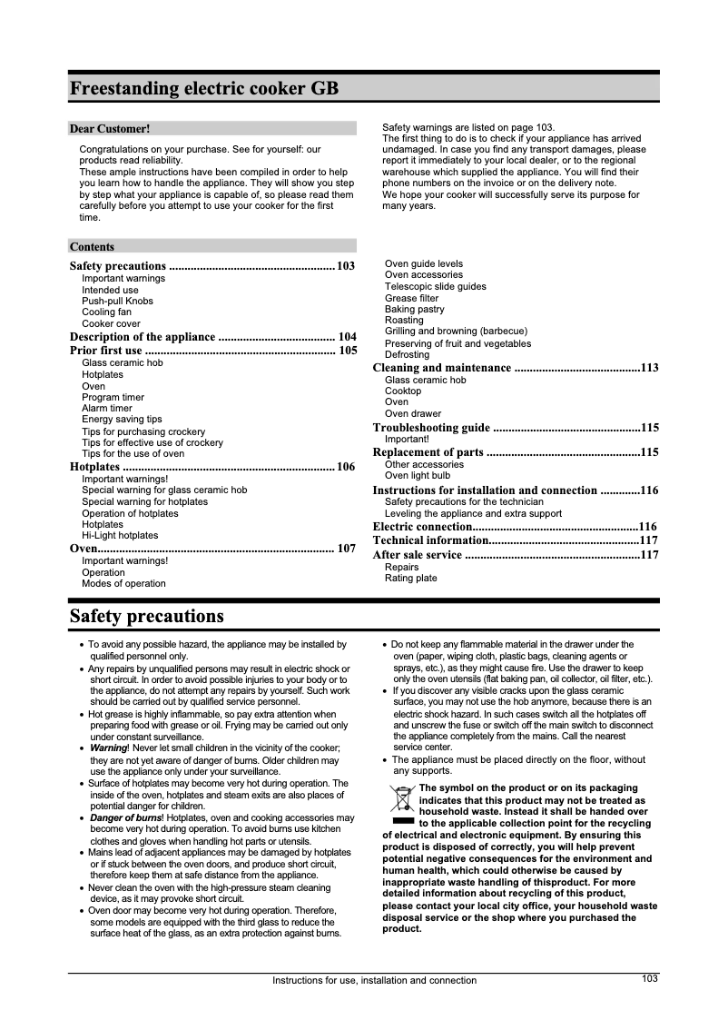 Page 1 de la notice Manuel utilisateur Gorenje EC 7704 W