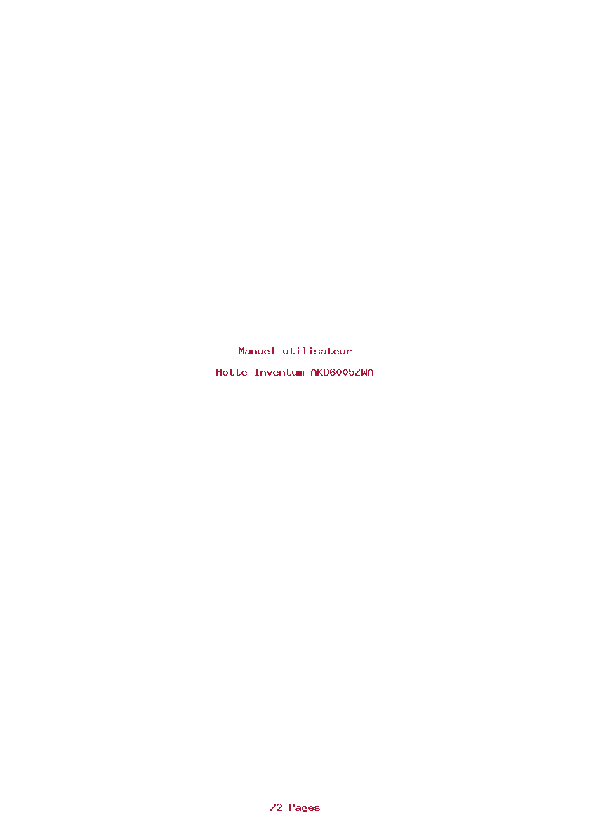 Page 1 de la notice Manuel utilisateur Inventum AKD6005ZWA