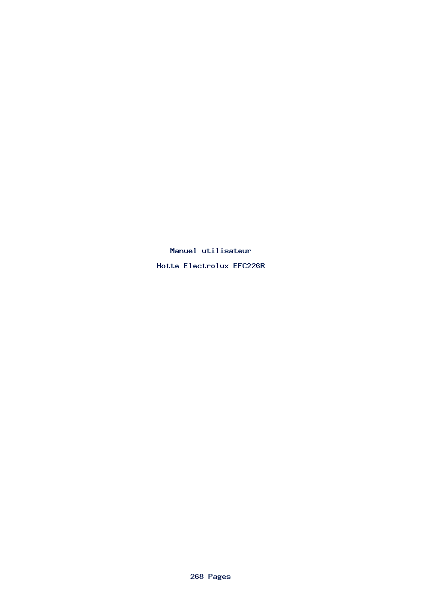 Page 1 de la notice Manuel utilisateur Electrolux EFC226R