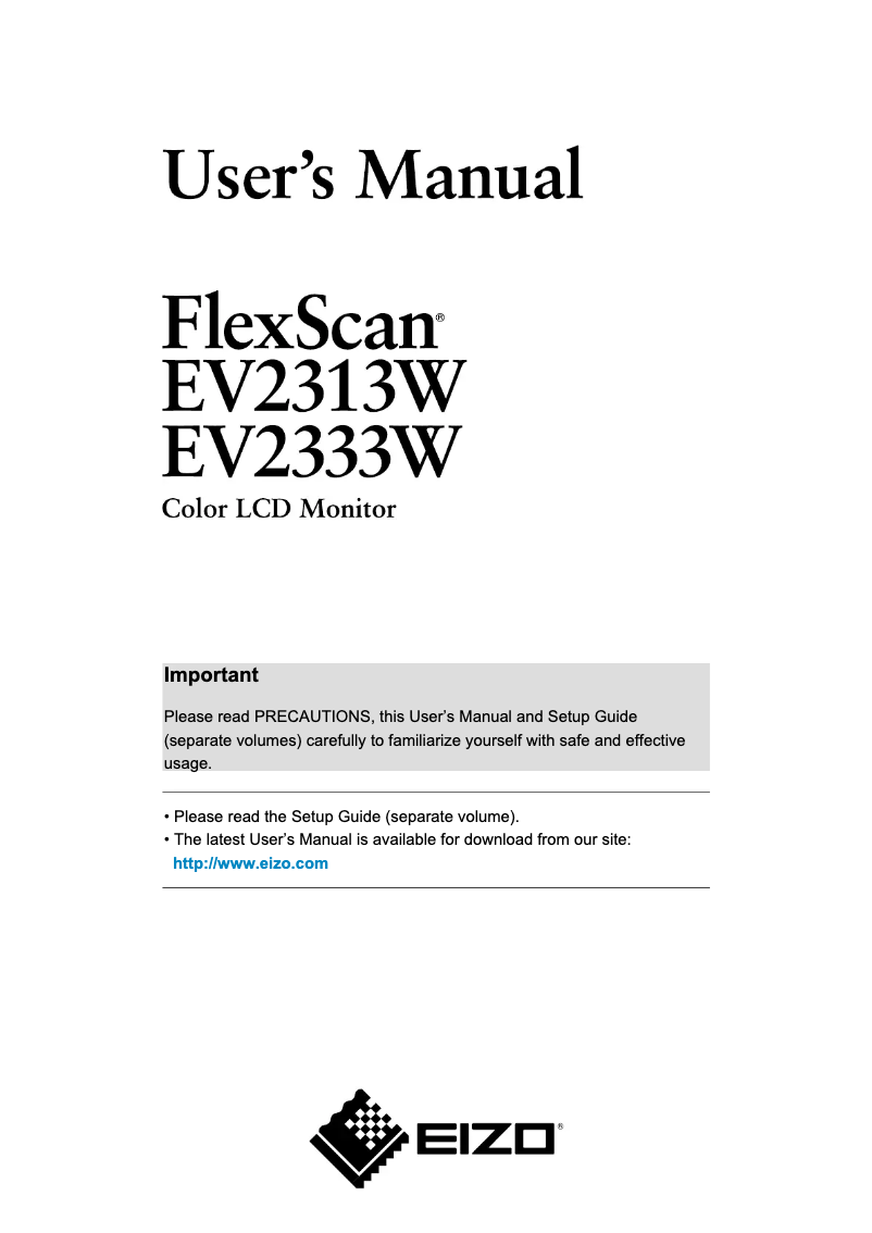 Page 1 de la notice Manuel utilisateur Eizo FlexScan EV2313W
