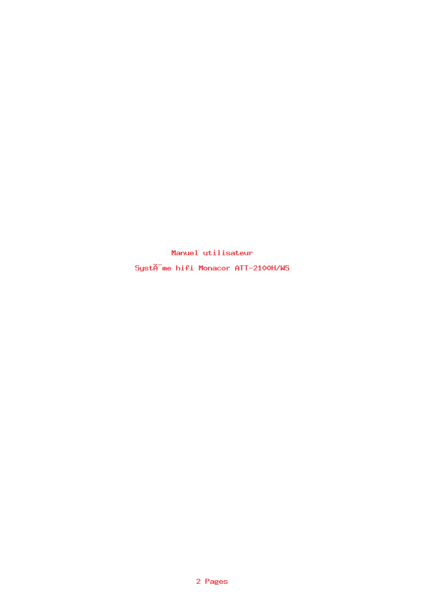 Page 1 de la notice Manuel utilisateur Monacor ATT-2100H/WS