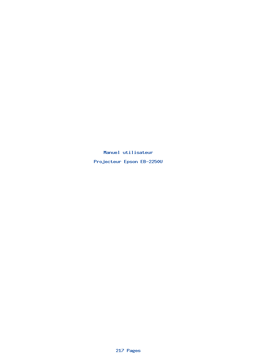 Page 1 de la notice Manuel utilisateur Epson EB-2250U