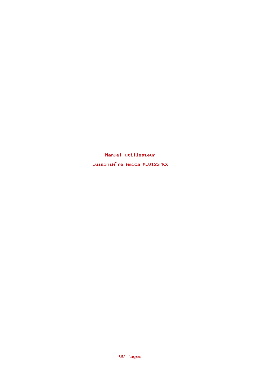 Page 1 de la notice Manuel utilisateur Amica AC6122PKX