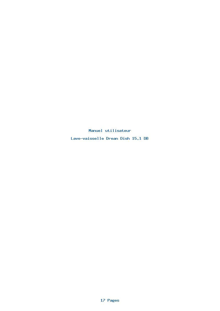 Page 1 de la notice Manuel utilisateur Drean Dish 15.1 DB