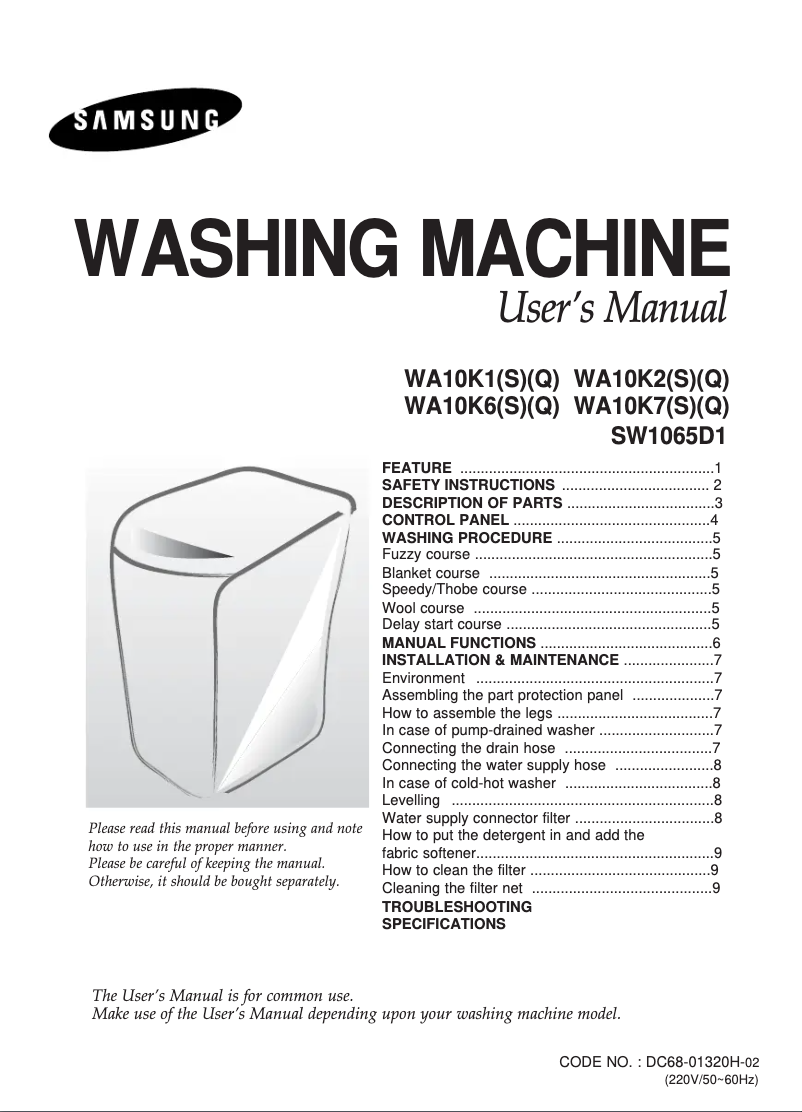 Página 1 del manual Manual de usuario Samsung SW1065D1
