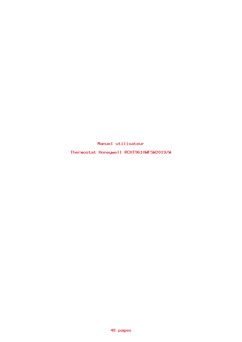 Page 1 de la notice Manuel utilisateur Honeywell RCHT9610WFSW2019/W