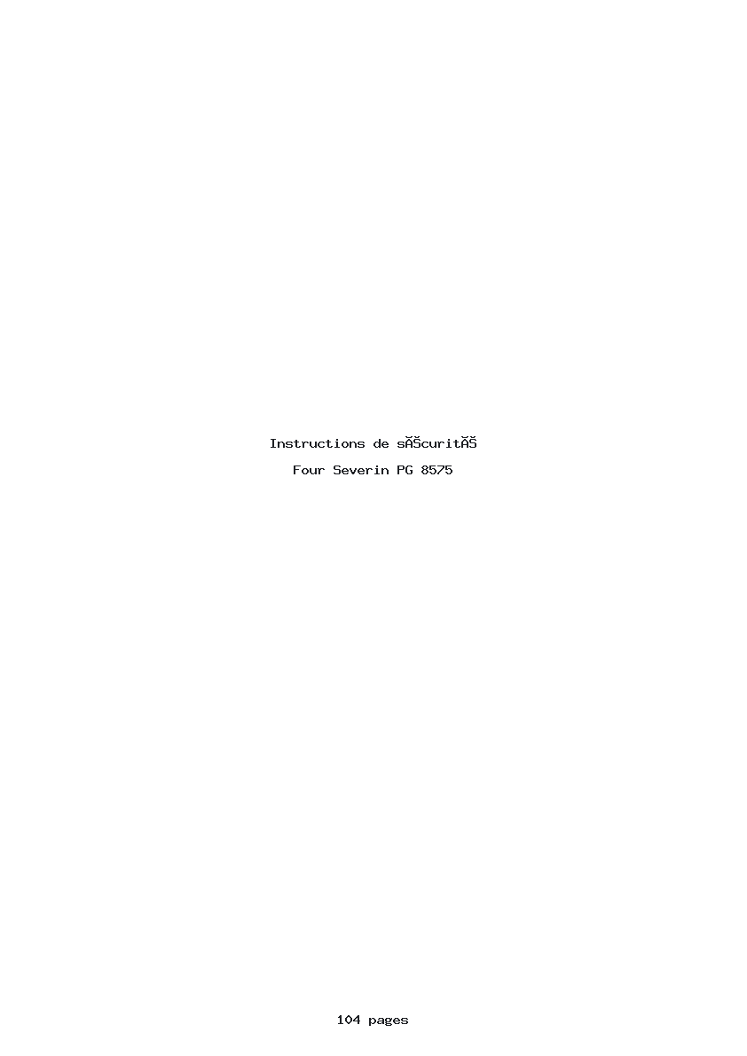 Page 1 de la notice Instructions de sécurité Severin PG 8575