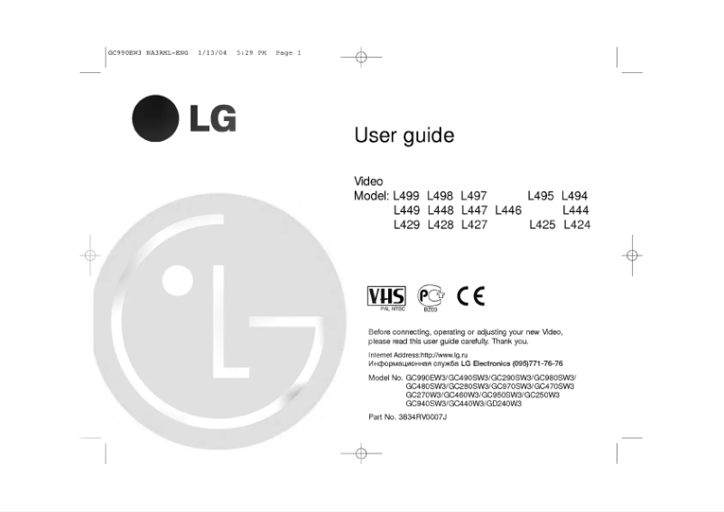 Page 1 of the manual User Manual LG GC280SW3