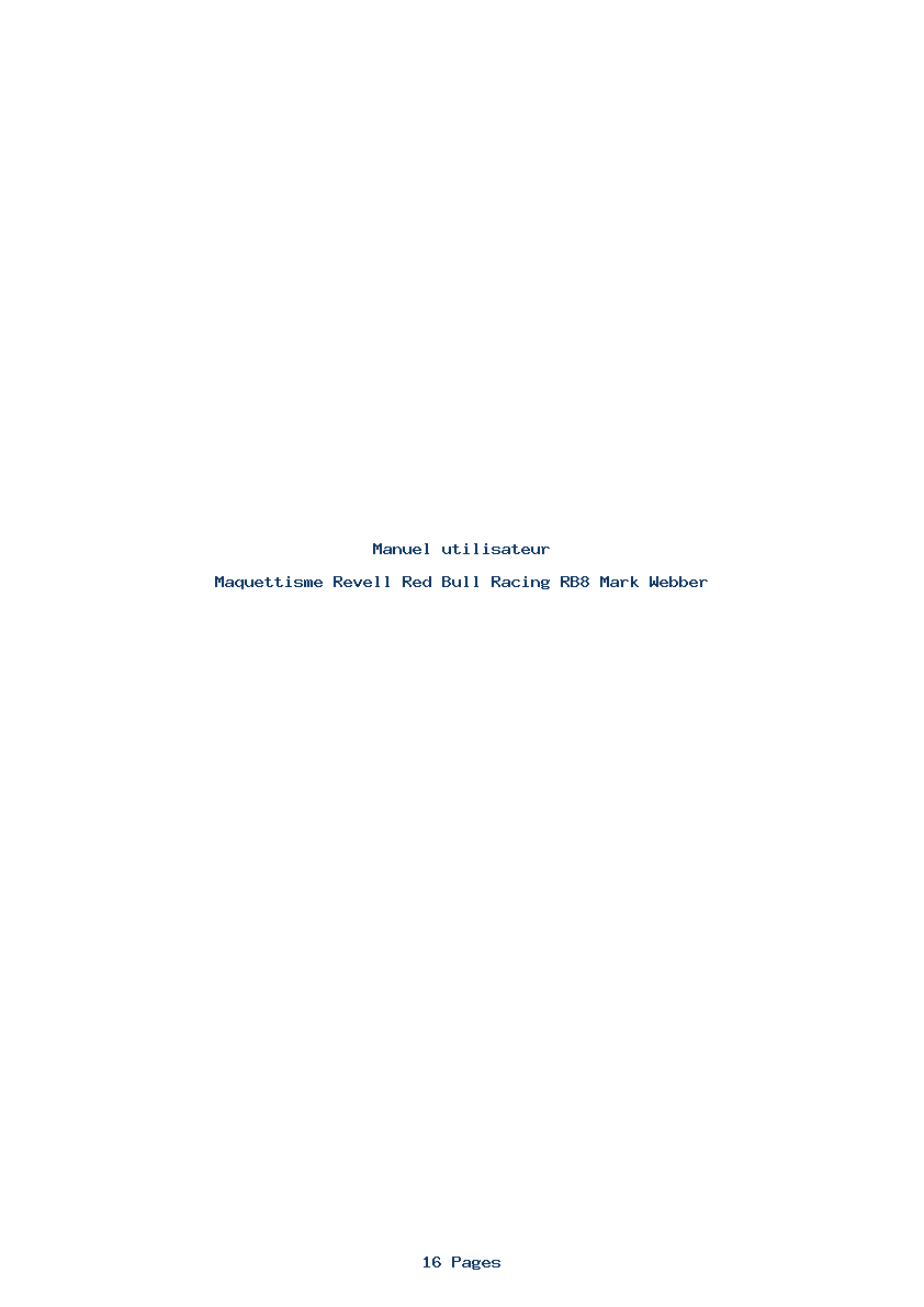 Page 1 de la notice Manuel utilisateur Revell Red Bull Racing RB8 Mark Webber