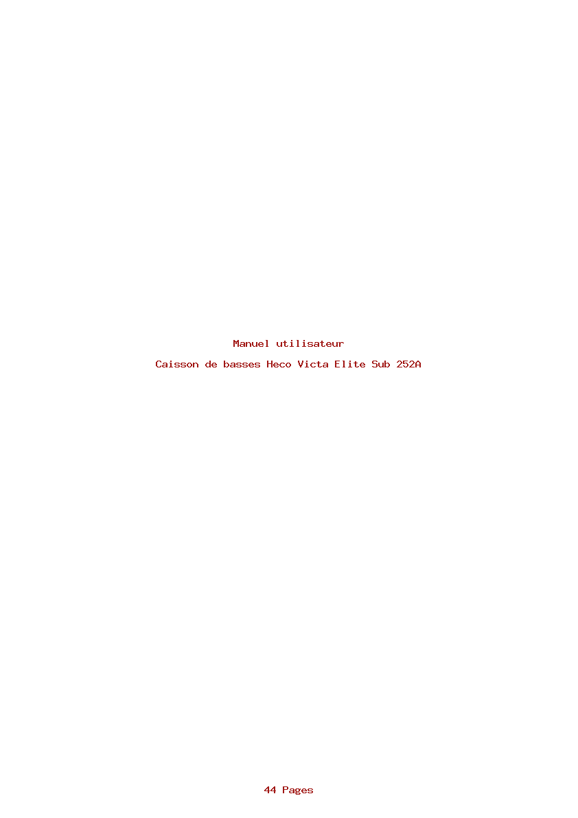 Page 1 de la notice Manuel utilisateur Heco Victa Elite Sub 252A