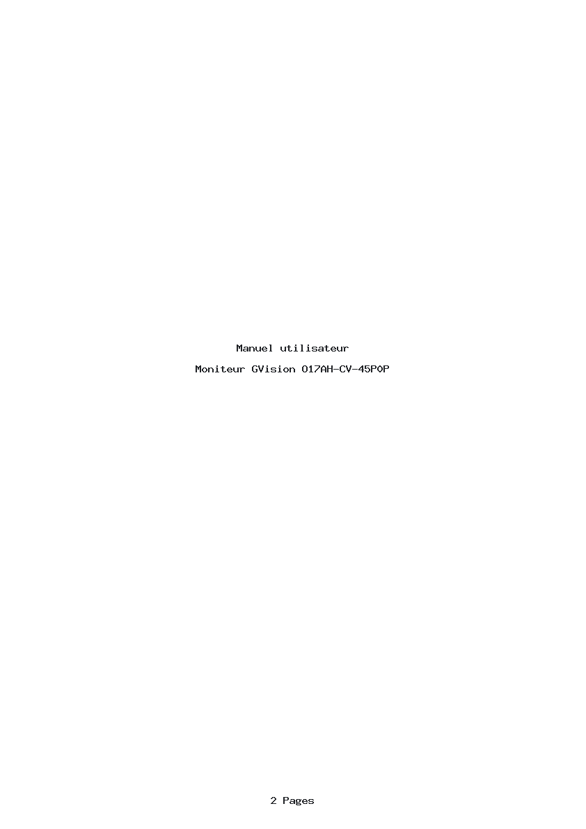 Page 1 de la notice Manuel utilisateur GVision O17AH-CV-45P0P
