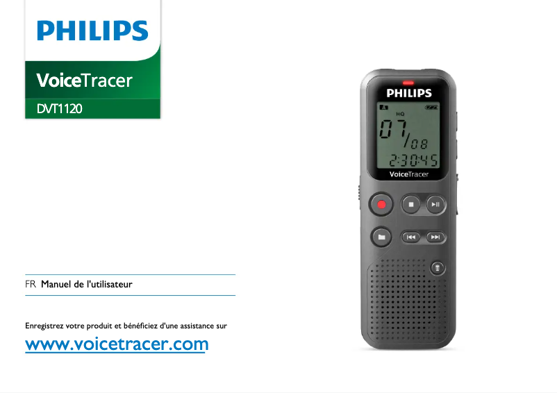 Page 1 of the manual User Manual Philips VoiceTracer DVT1120