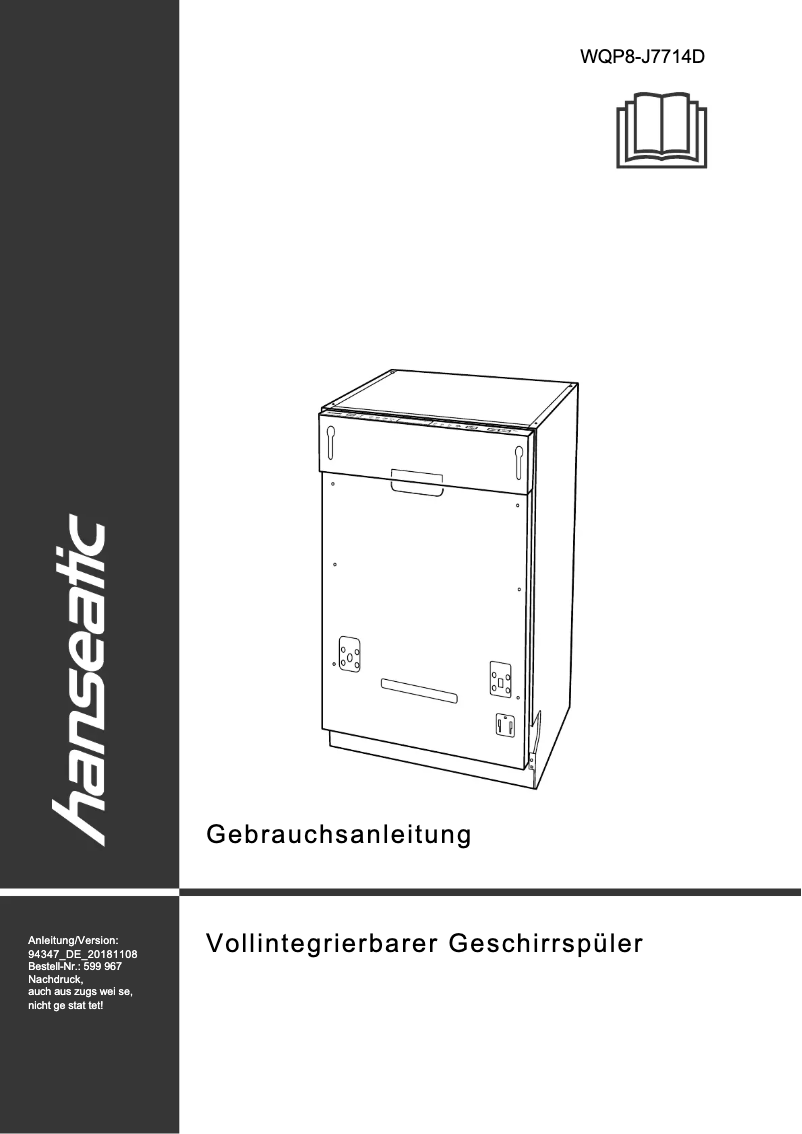 Page 1 de la notice Manuel utilisateur Hanseatic WQP8-J7714D