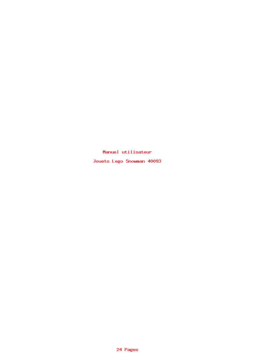 Page 1 de la notice Manuel utilisateur Lego Snowman 40093