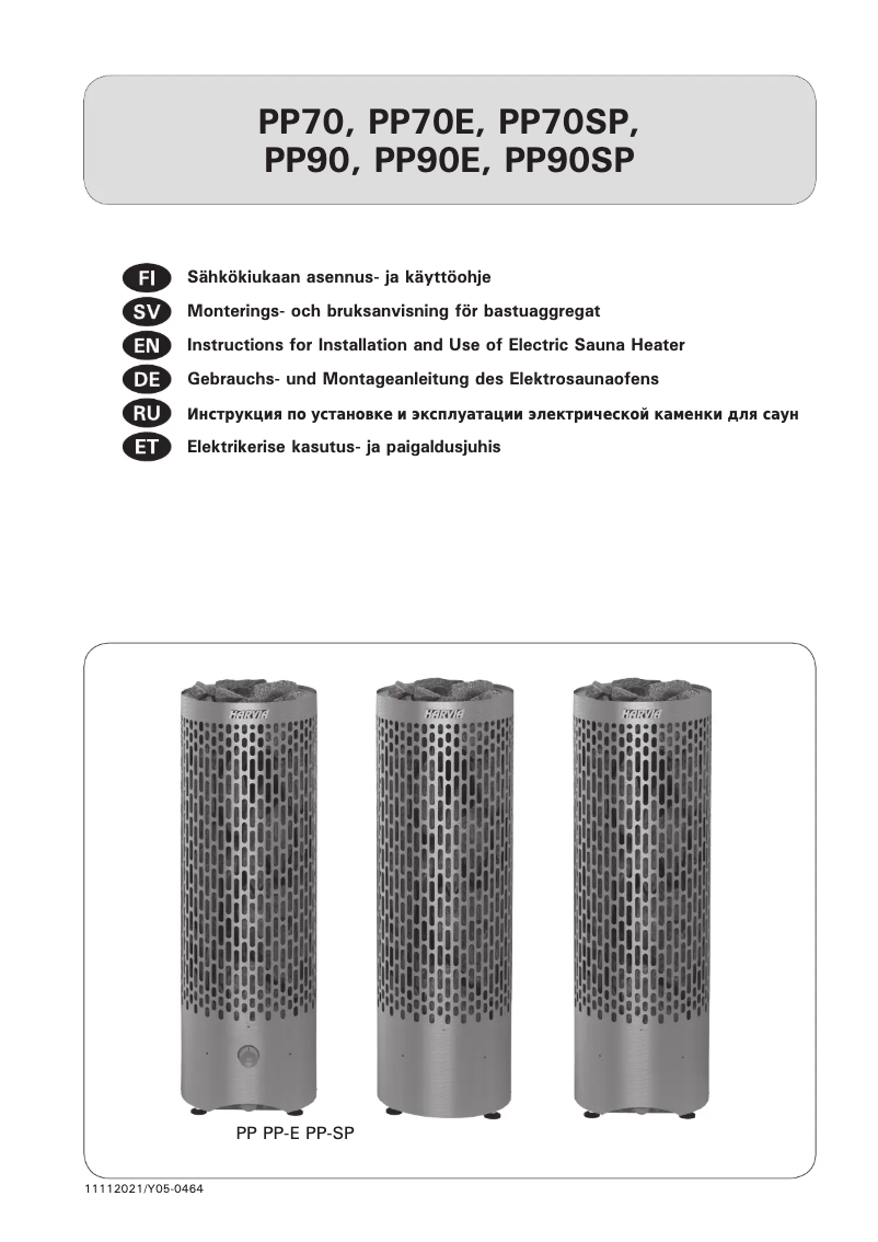 Page 1 de la notice Manuel utilisateur Harvia Cilindro Plus PP70SP HPP700400SP