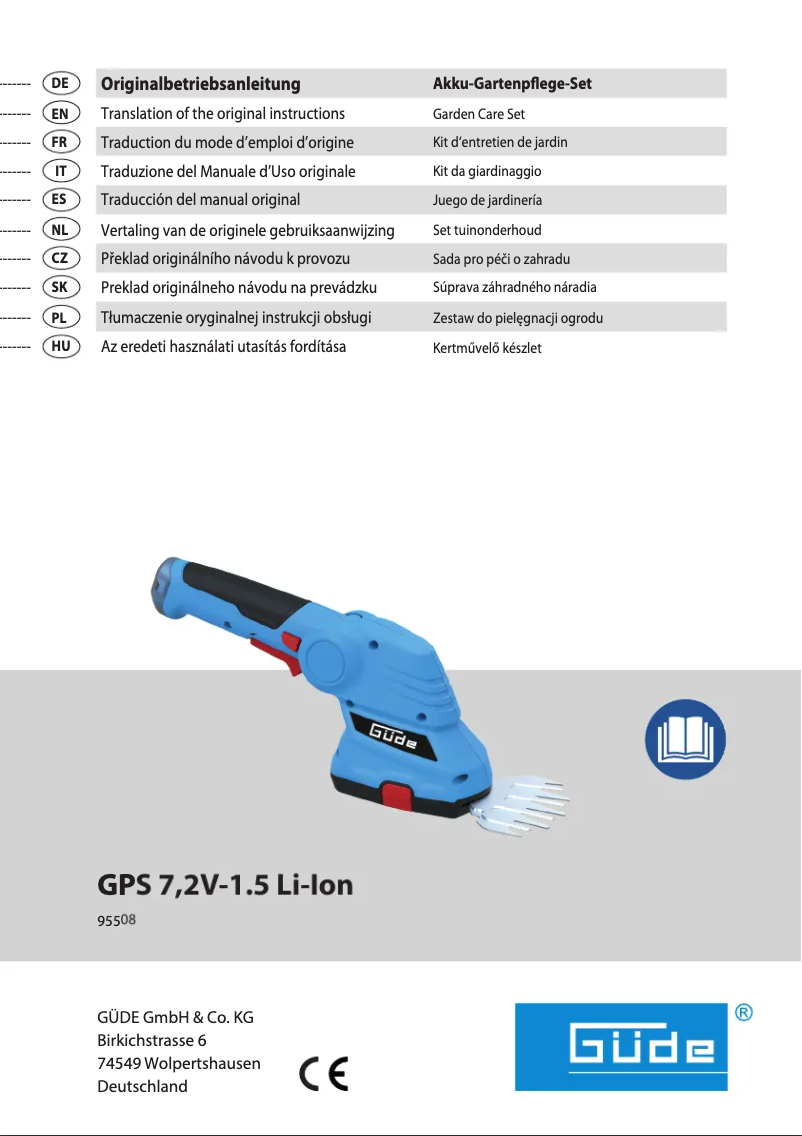 Page 1 de la notice Manuel utilisateur Güde GPS 7.2V-1.5 Li-Ion
