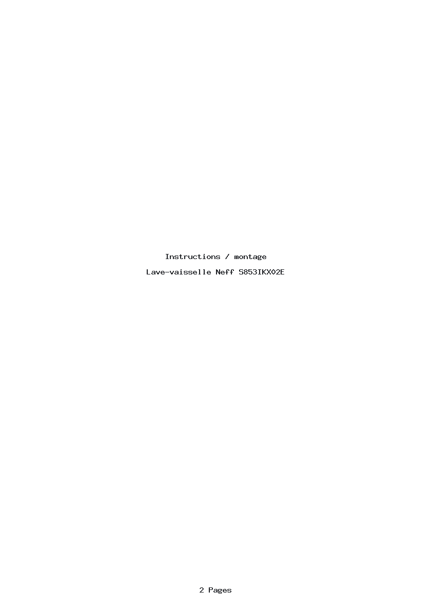 Page 1 de la notice Instructions / montage Neff S853IKX02E