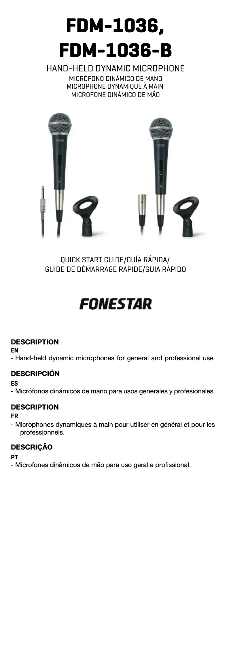 Page 1 de la notice Manuel utilisateur FoneStar FDM-1036