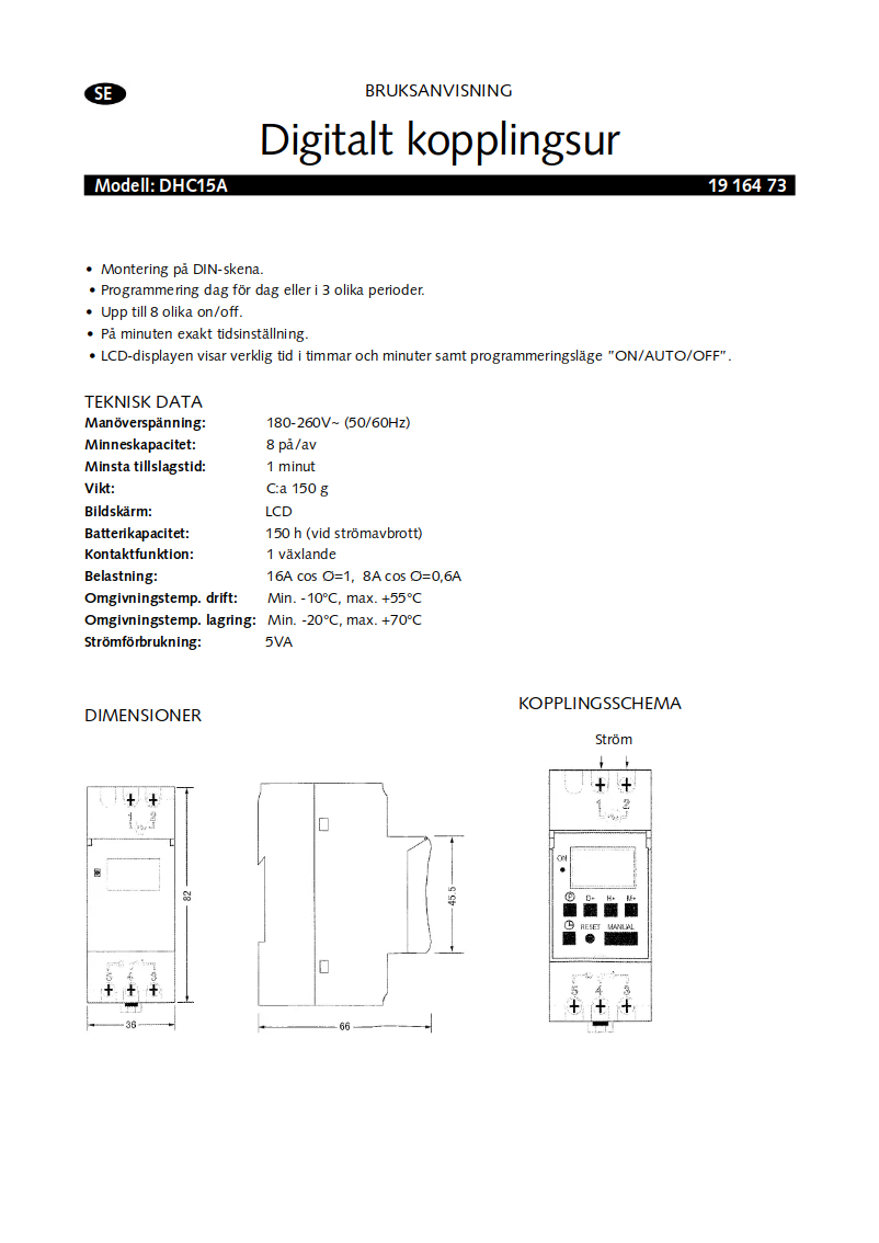 Page 1 de la notice Manuel utilisateur Malmbergs DHC15