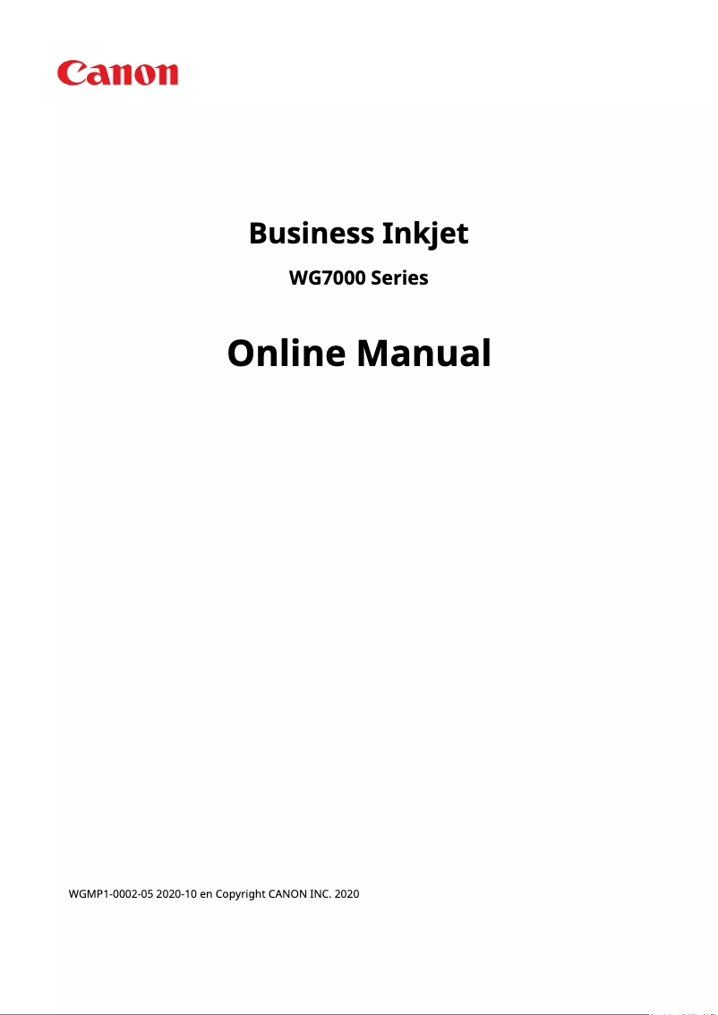 Page 1 de la notice Manuel utilisateur Canon WG7540