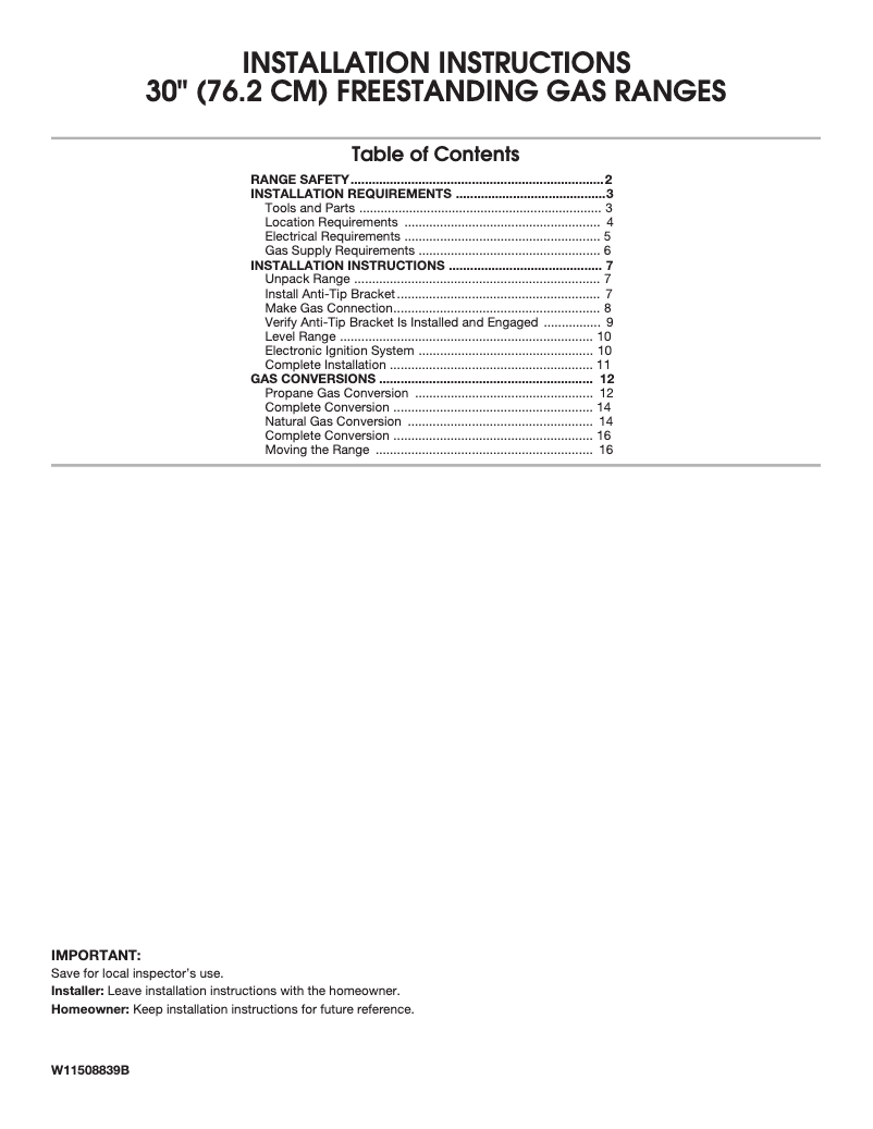 Page 1 de la notice Guide d'installation Amana AGR4203MNS