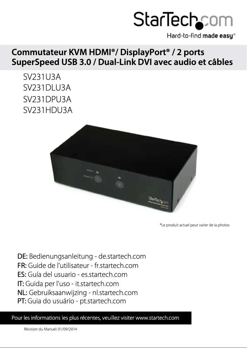 Page 1 de la notice Manuel utilisateur StarTech.com SV431U3A