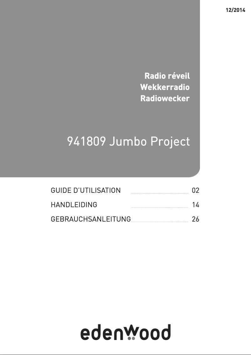 Page 1 of the manual User Manual Edenwood 941809 Jumbo Project