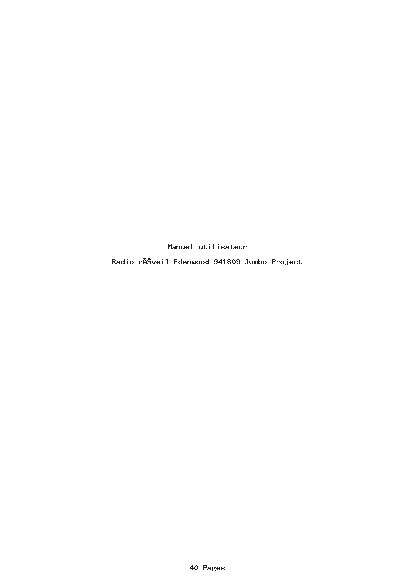 Page 1 de la notice Manuel utilisateur Edenwood 941809 Jumbo Project