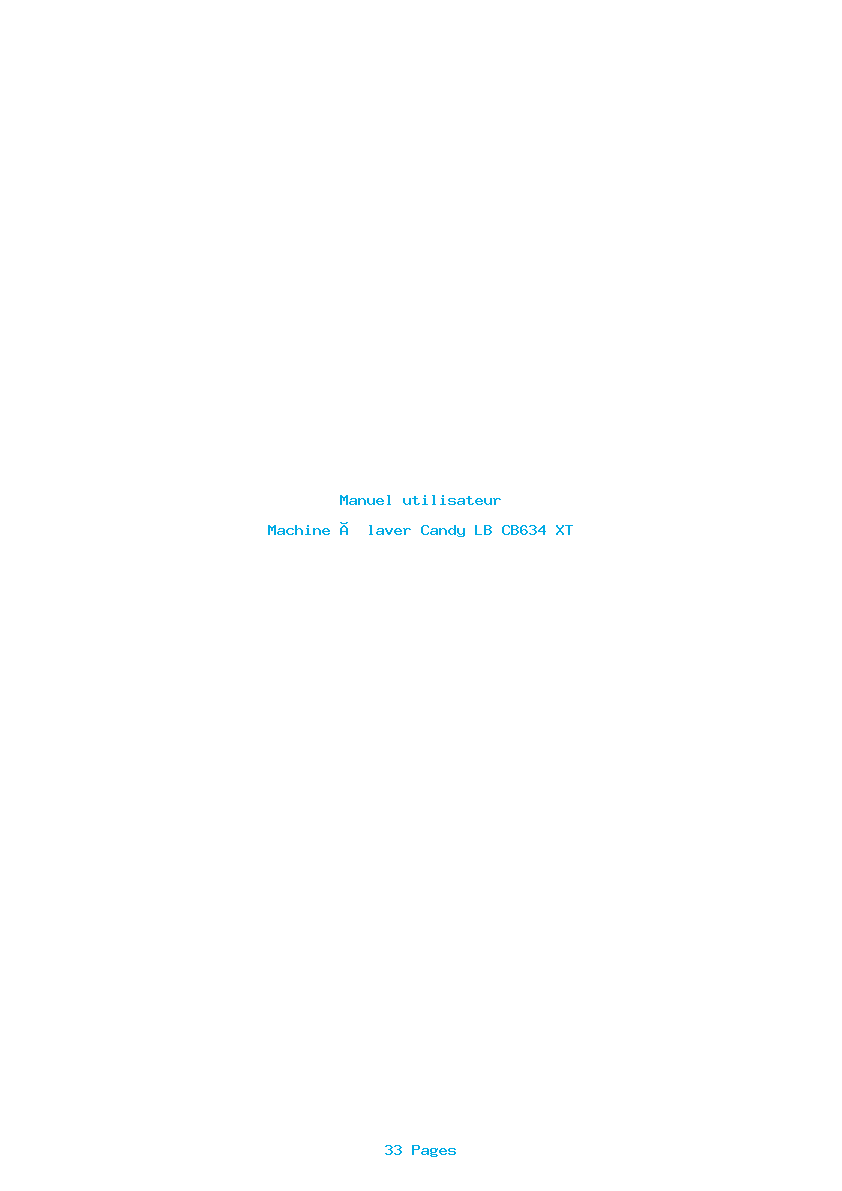 Page 1 de la notice Manuel utilisateur Candy LB CB634 XT