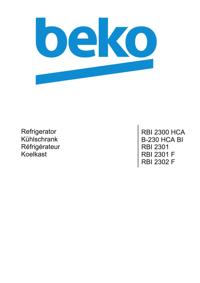 Page 1 de la notice Manuel utilisateur Beko RBI 2301