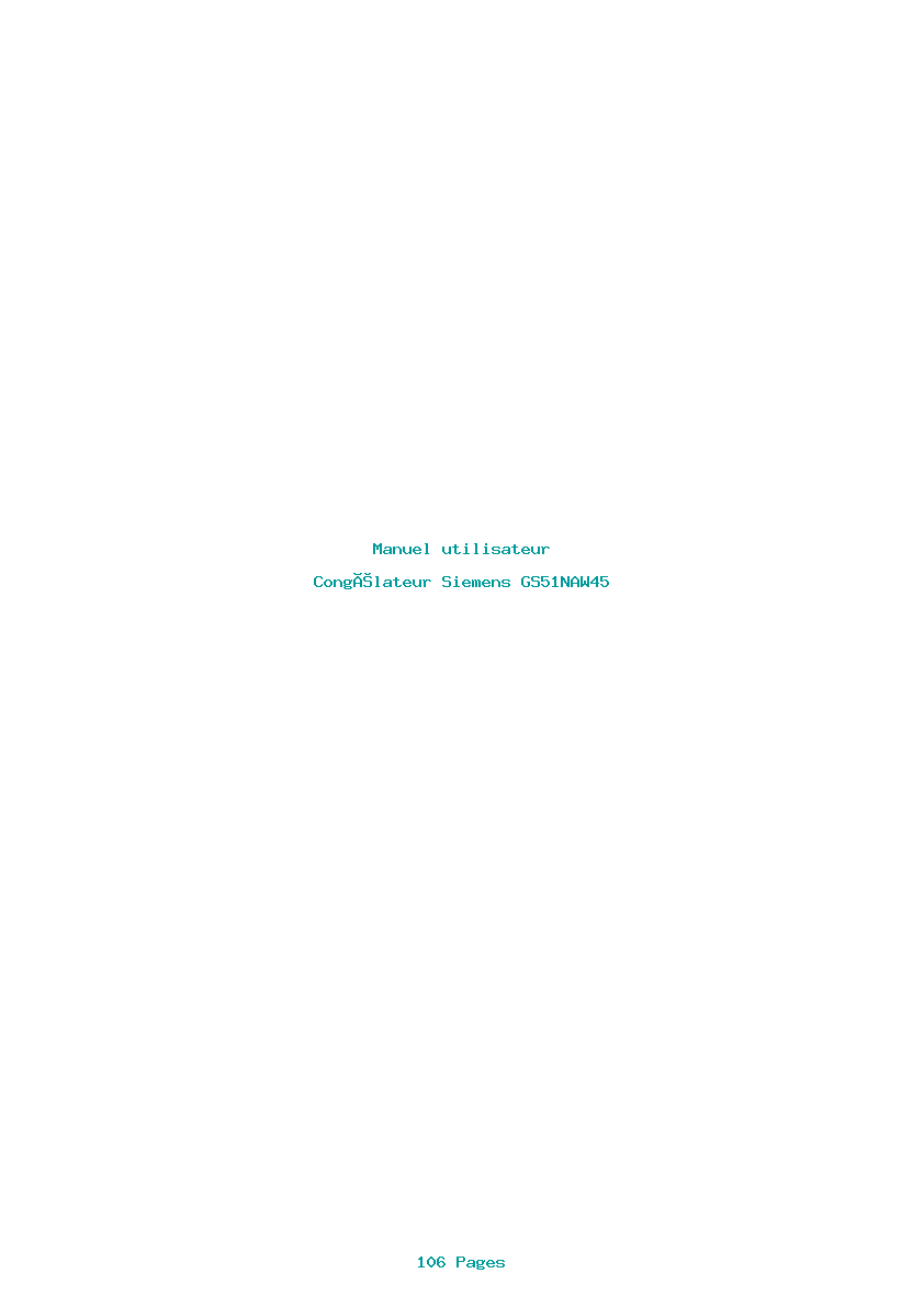 Page 1 de la notice Manuel utilisateur Siemens GS51NAW45