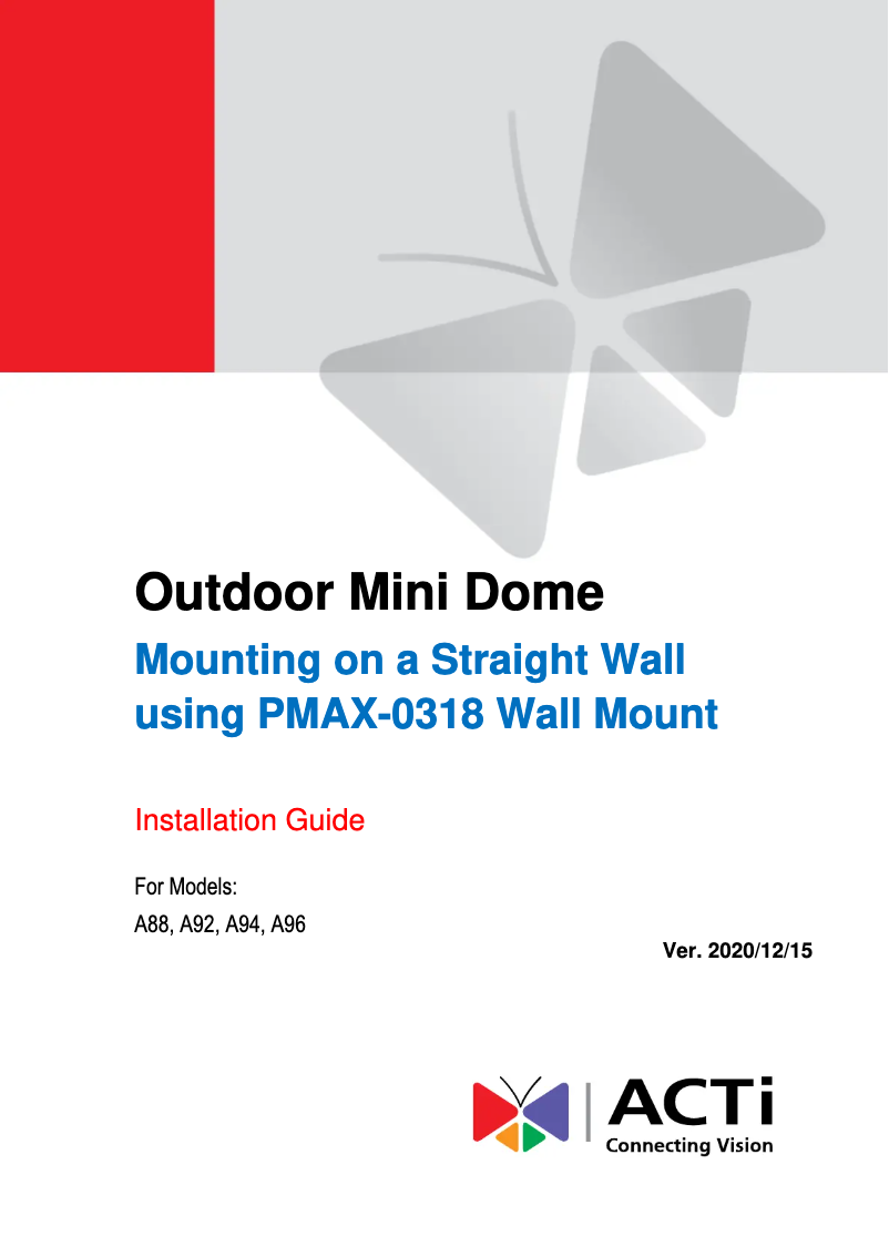 Page 1 de la notice Guide d'installation ACTi A88