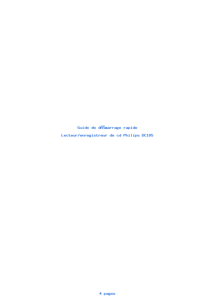 Page 1 de la notice Guide de démarrage rapide Philips DC185