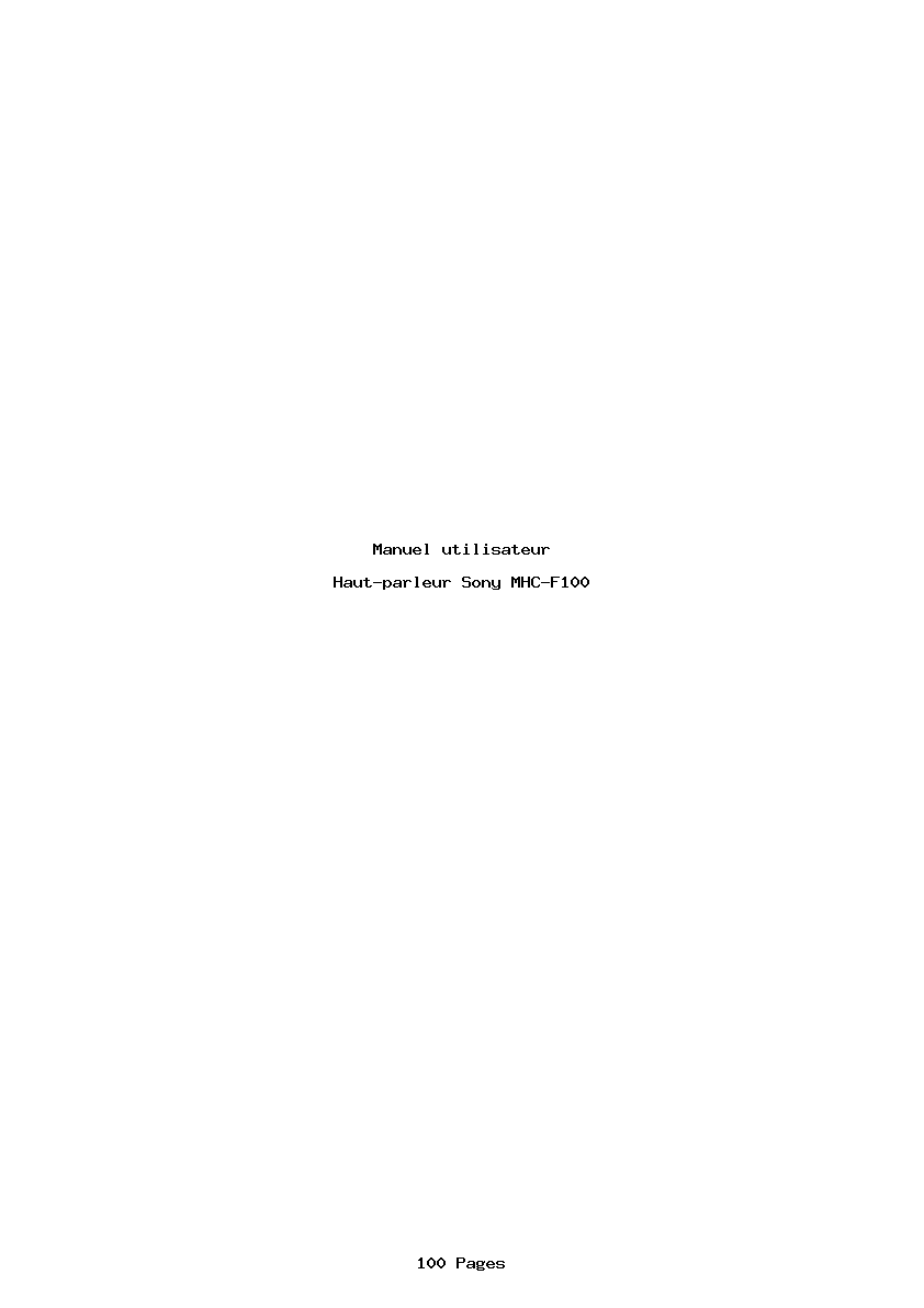 Page 1 de la notice Manuel utilisateur Sony MHC-F100