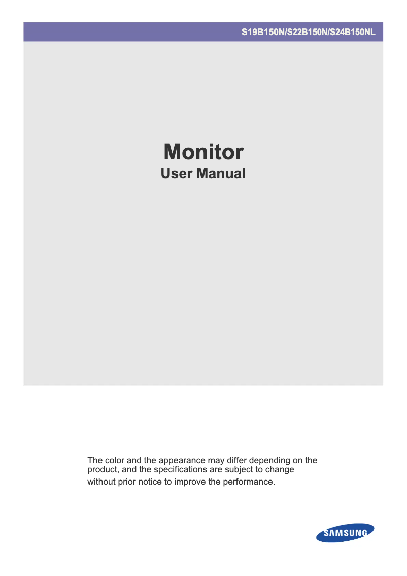 Page 1 de la notice Manuel utilisateur Samsung LS19B150NS