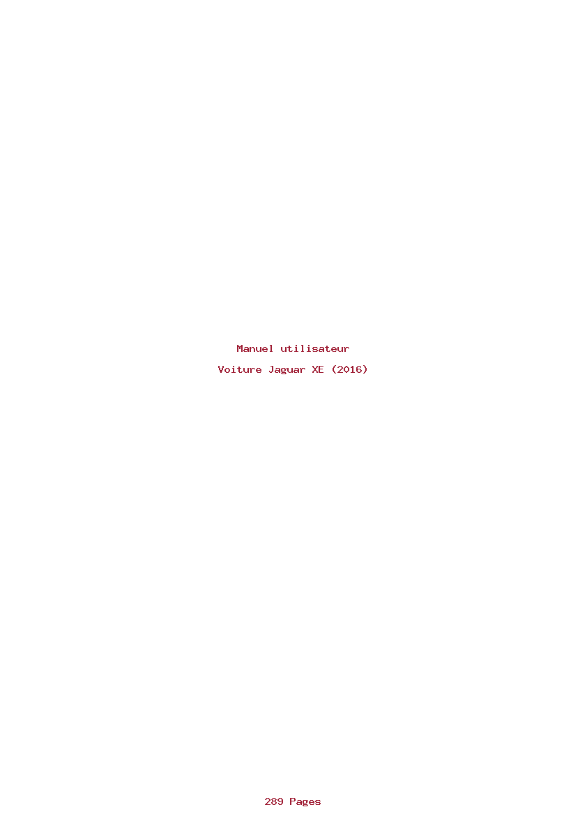 Page 1 de la notice Manuel utilisateur Jaguar XE (2016)