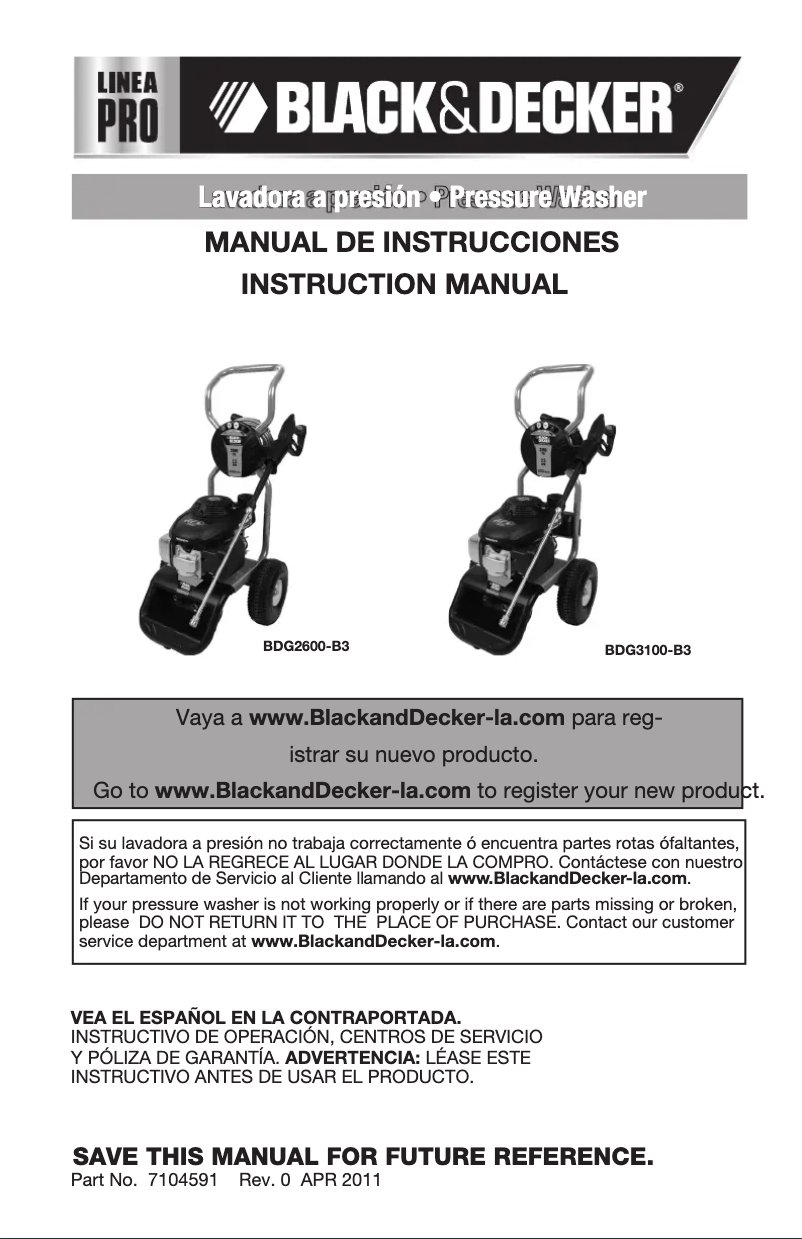 Page 1 de la notice Manuel utilisateur Black & Decker BDG3100-B3
