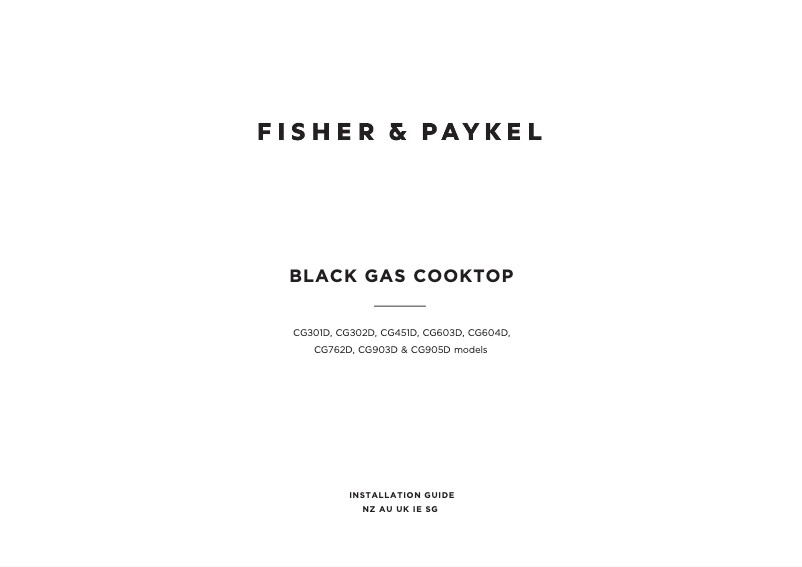 Page 1 de la notice Guide d'installation Fisher & Paykel CG451DTGGB4