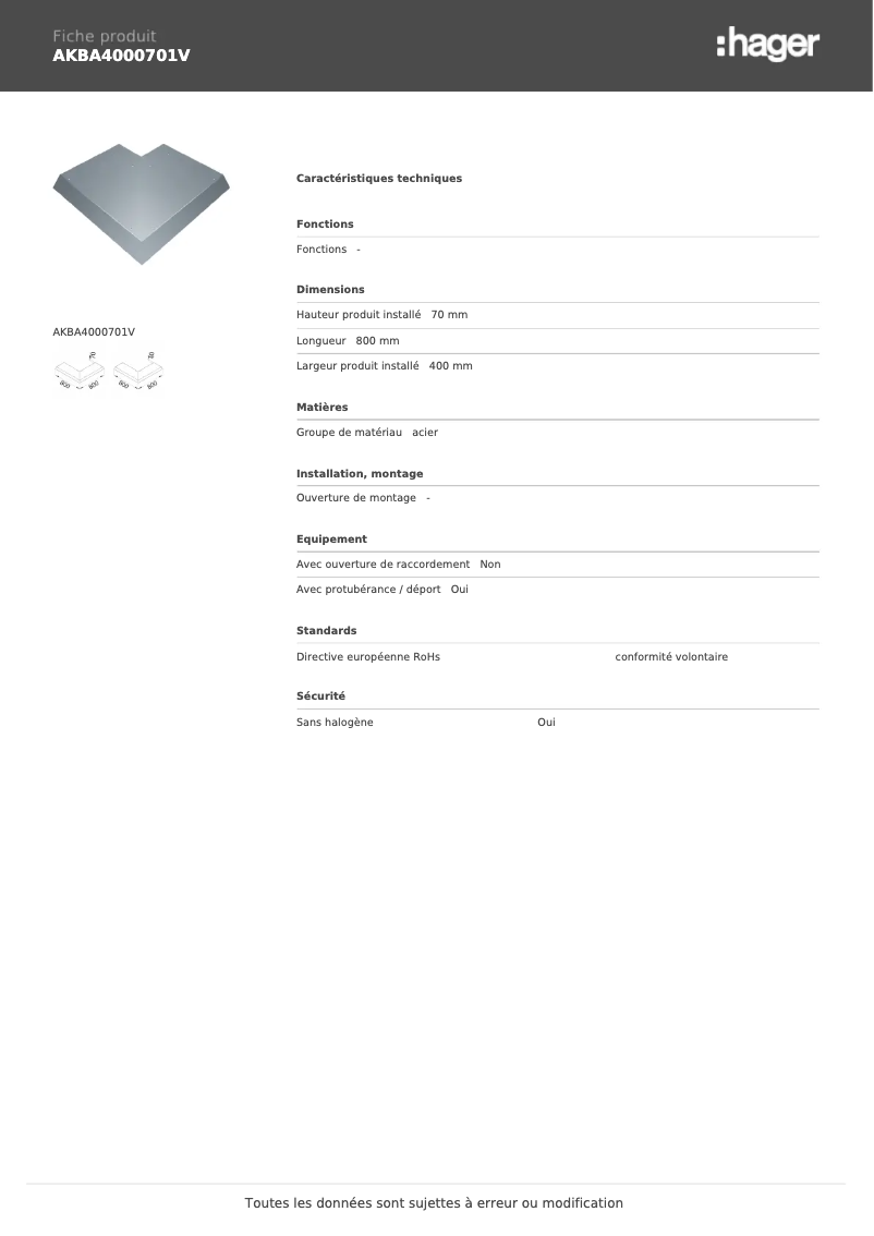 Página 1 del manual Manual de usuario Hager AKBA4000701V