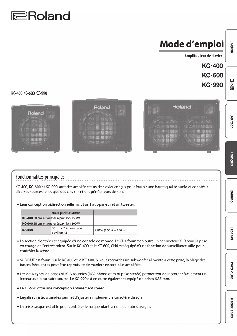 Página 1 del manual Manual de usuario Roland KC-600