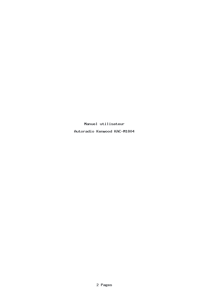 Page 1 de la notice Manuel utilisateur Kenwood KAC-M1804