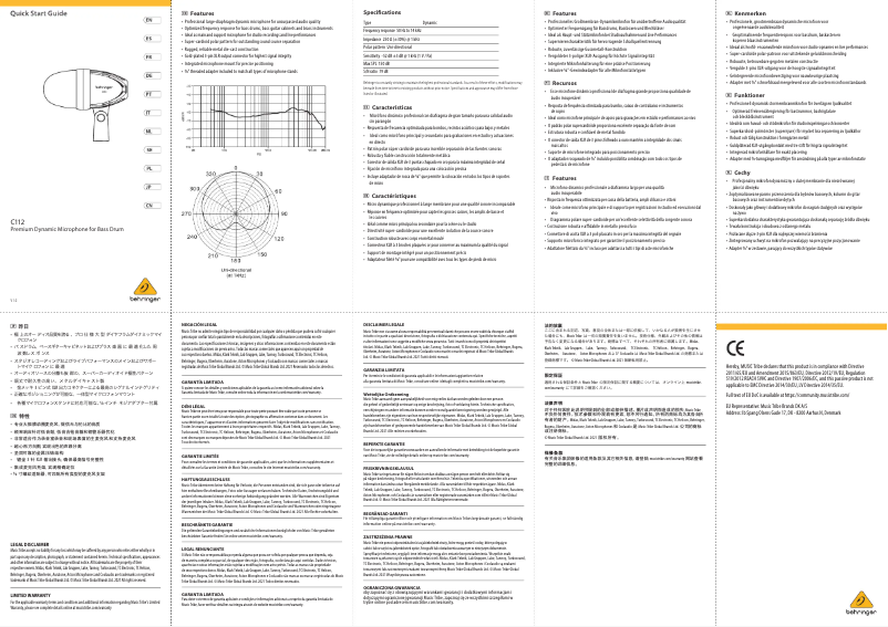Página 1 del manual Guía de inicio rápido Behringer C112