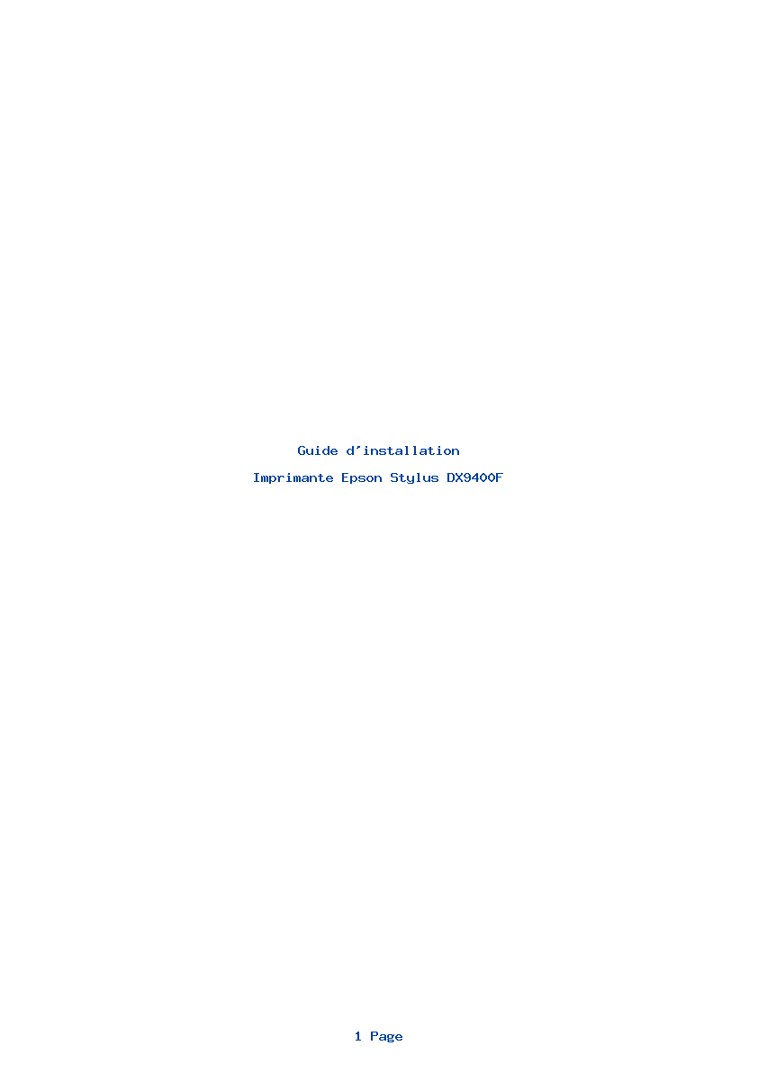 Page 1 de la notice Guide d'installation Epson Stylus DX9400F