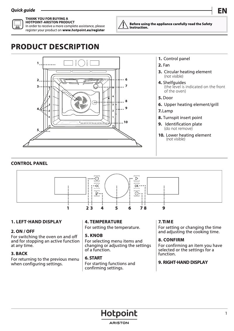 Página 1 del manual Manual de usuario Hotpoint FI4 800 P BL HA