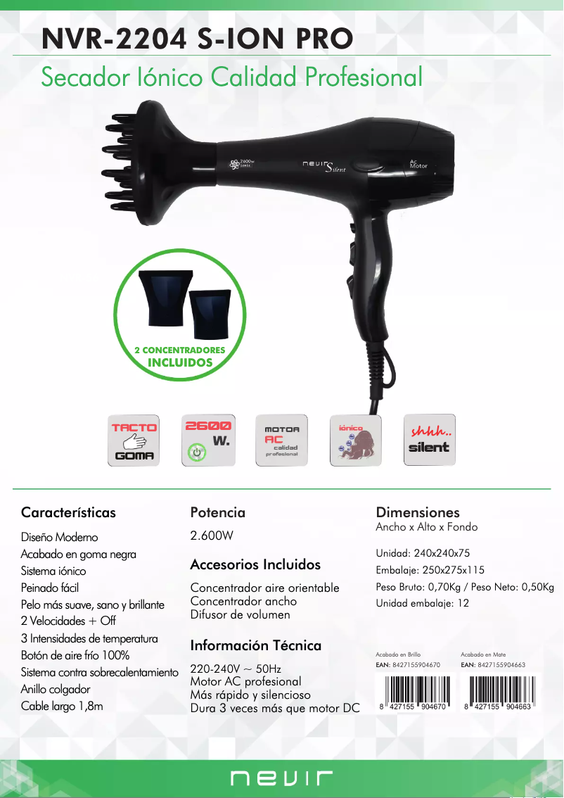 Page 1 of the manual User Manual Nevir NVR-2204 S-ION PRO
