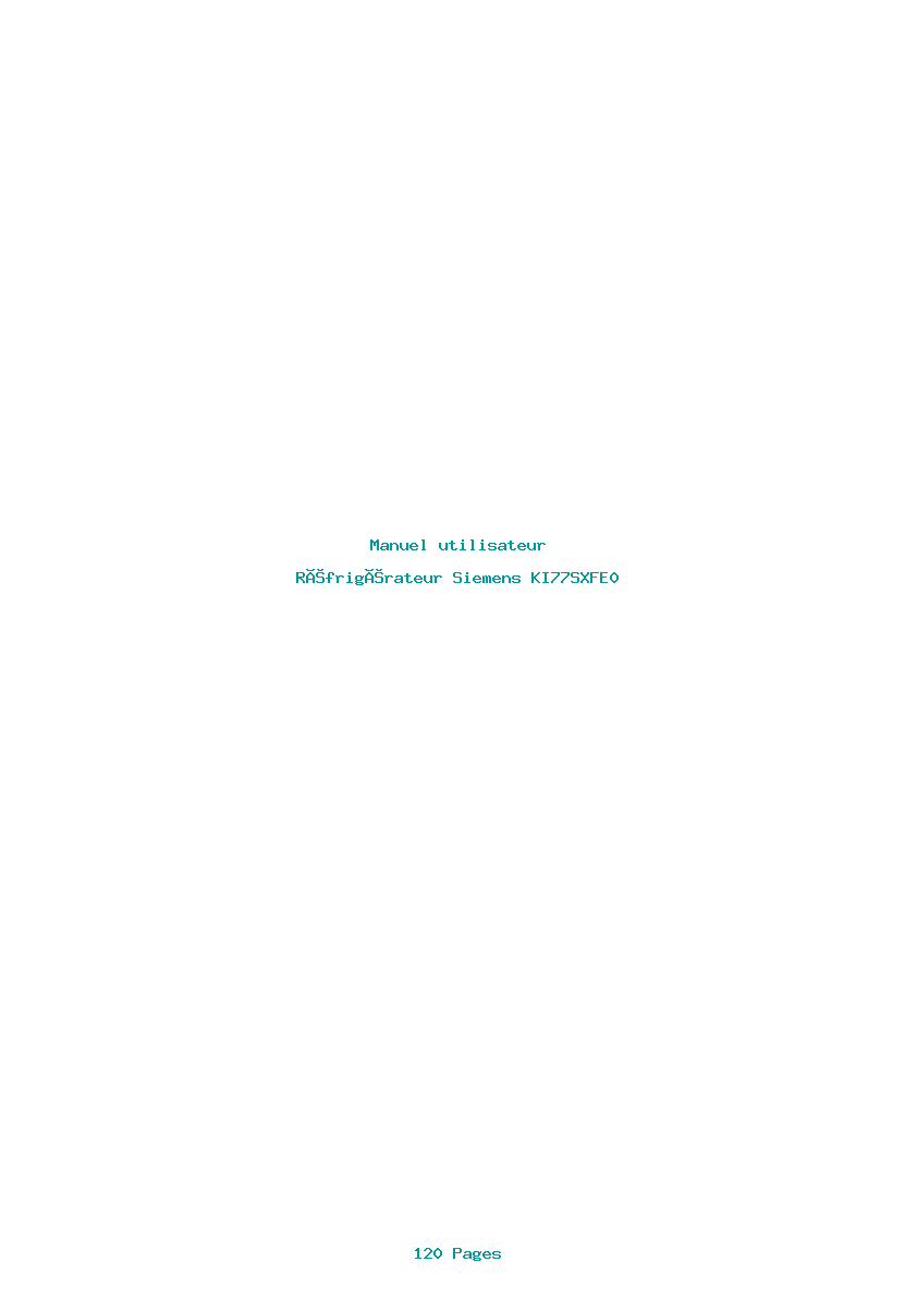 Page 1 de la notice Manuel utilisateur Siemens KI77SXFE0