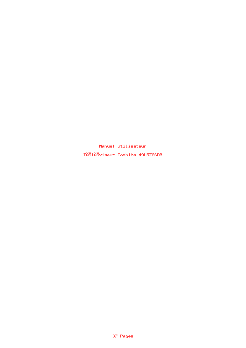Page 1 de la notice Manuel utilisateur Toshiba 49U5766DB
