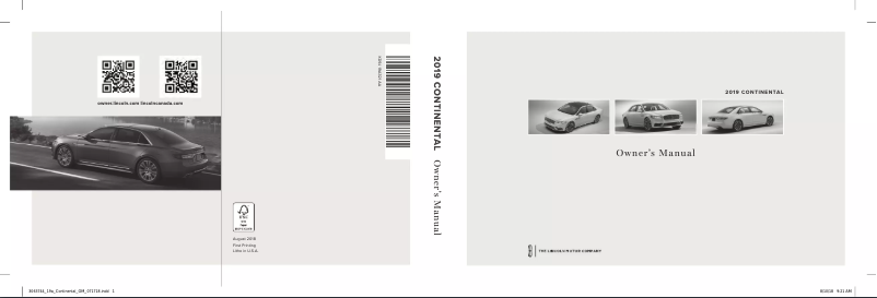 Page 1 de la notice Manuel utilisateur Lincoln Continental (2019)