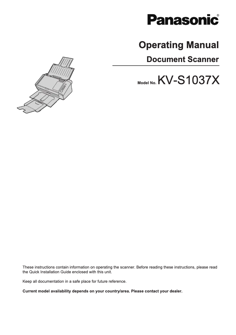 Page 1 de la notice Manuel utilisateur Panasonic KV-S1037X